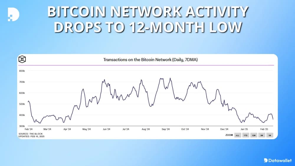 Bitcoin Network Activity Drops to 12-Month Low