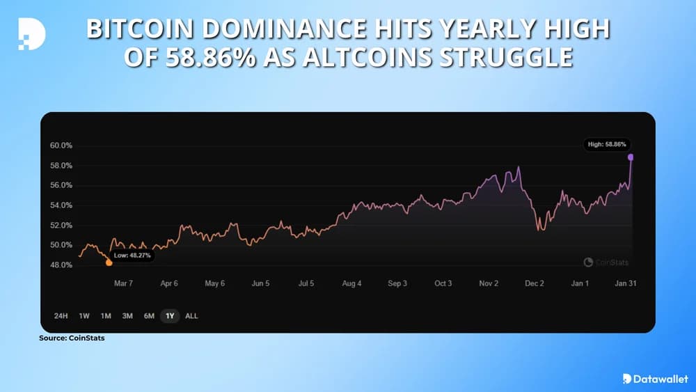 bitcoin dominance hits 58% yearly high