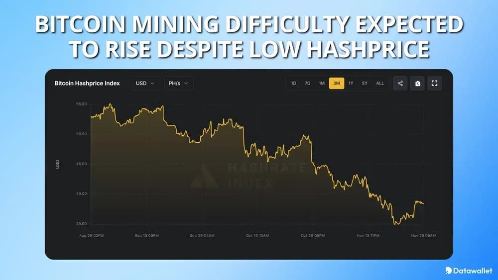 Bitcoin Mining Difficulty Expected to Rise Despite Low Hashprice