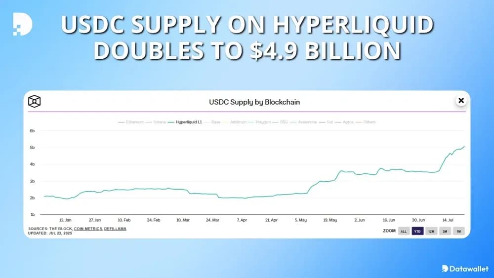 USDC Supply on Hyperliquid doubles to $4.9 billion