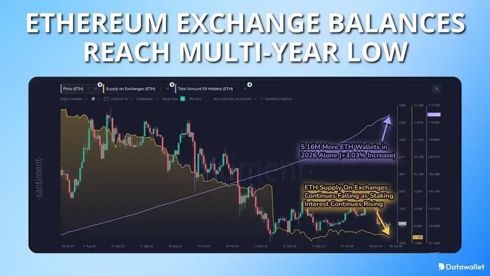 Ethereum Exchange Balances Reach Multi-Year Low