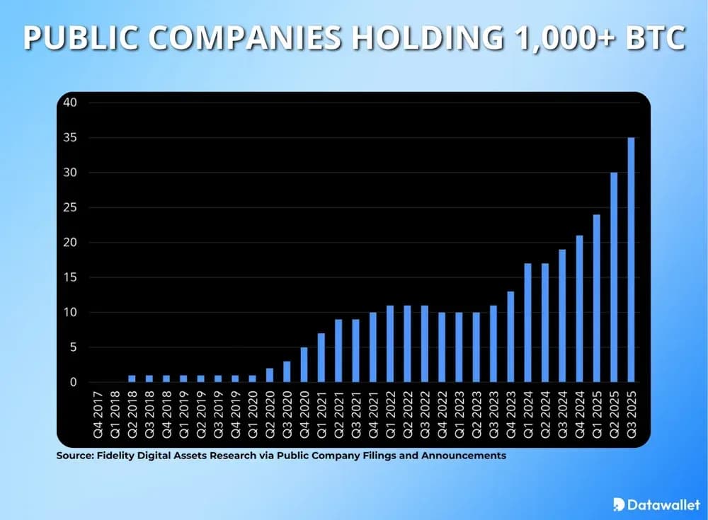 Total Public Companies Holding 1,000+ BTC