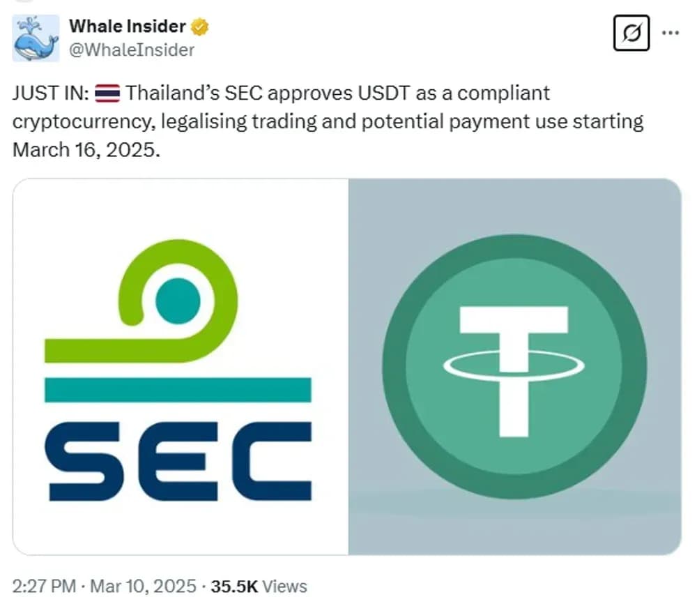 Thailand Approves USDT and USDC for Crypto Trading
