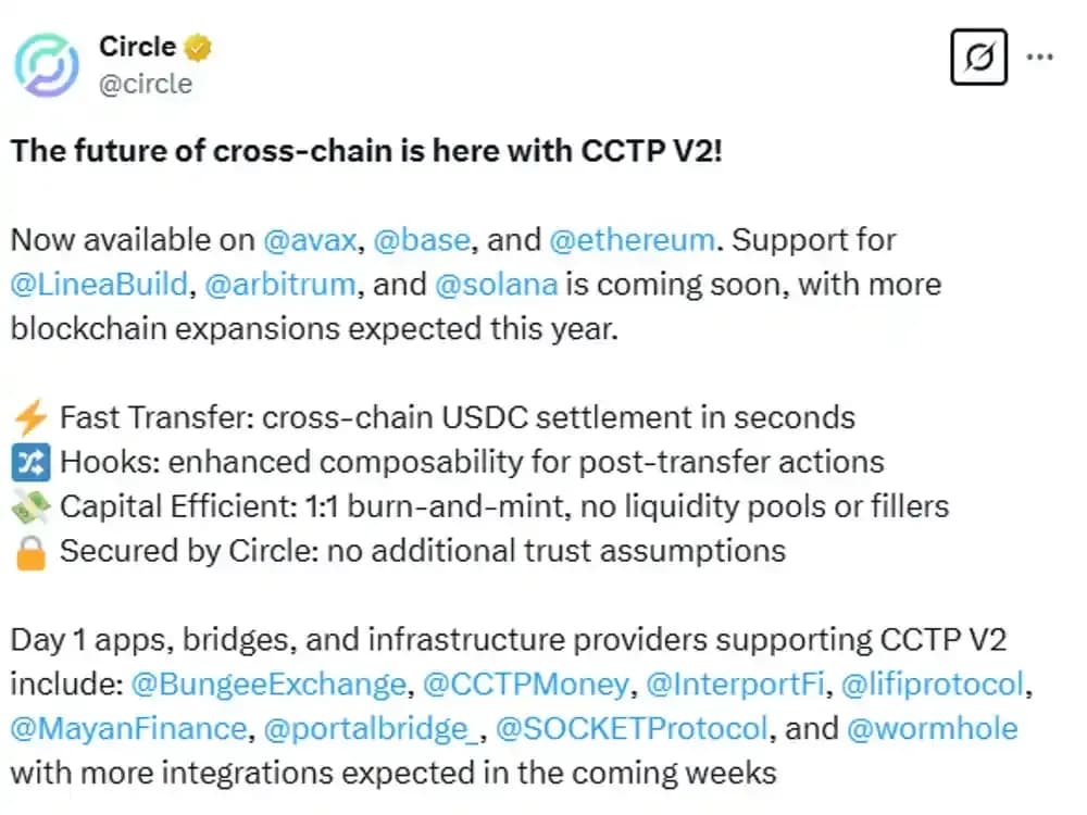 Circle’s Adds CCTP Upgrade For USDC Cross-Chain Transfers