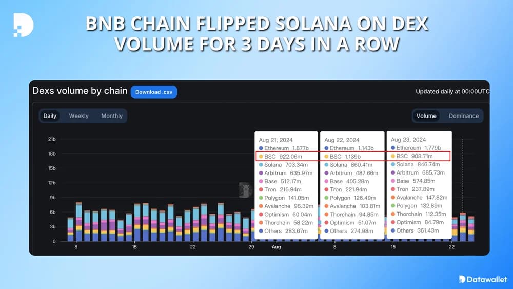 bnb chain flips solana on dex volume