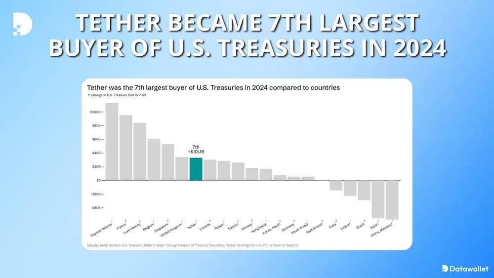 Tether Became 7th Largest Buyer of U.S. Treasuries in 2024