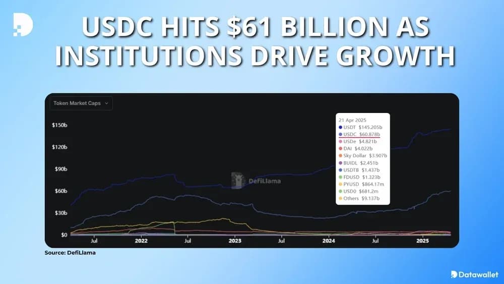 USDC Hits $61B as Institutions Drive Growth