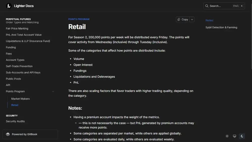 Lighter Tokenomics and Points Program