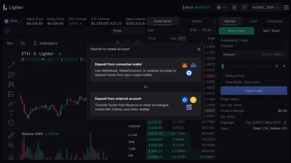 How to Trade on Lighter Deposit USDC