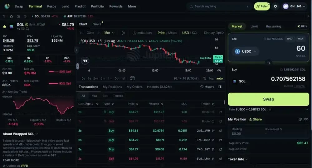 Aggiungi Solana  Jupiter