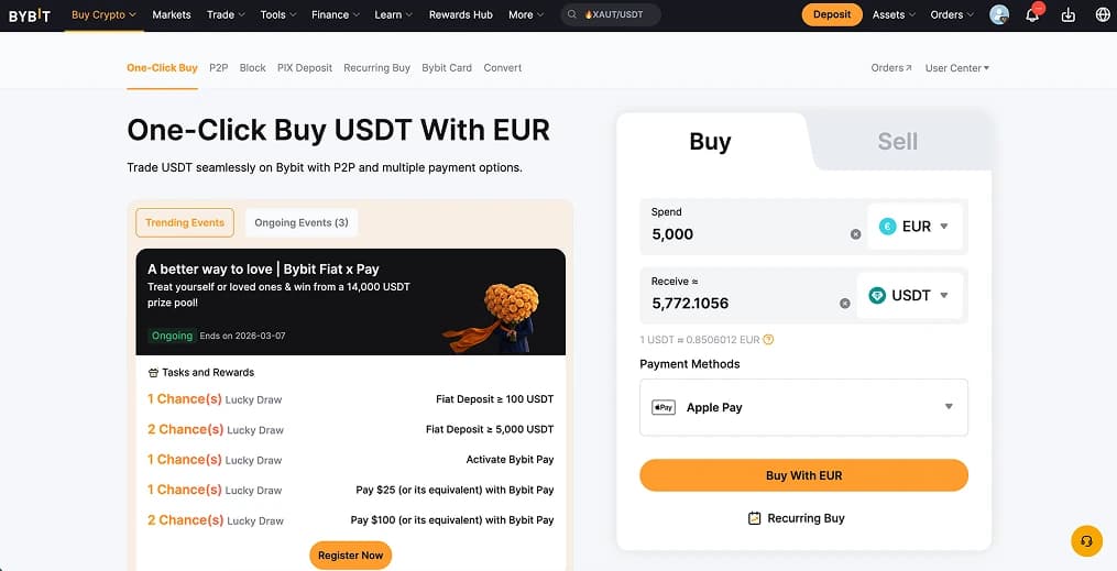 Acheter du Tether (USDT) avec Apple Pay