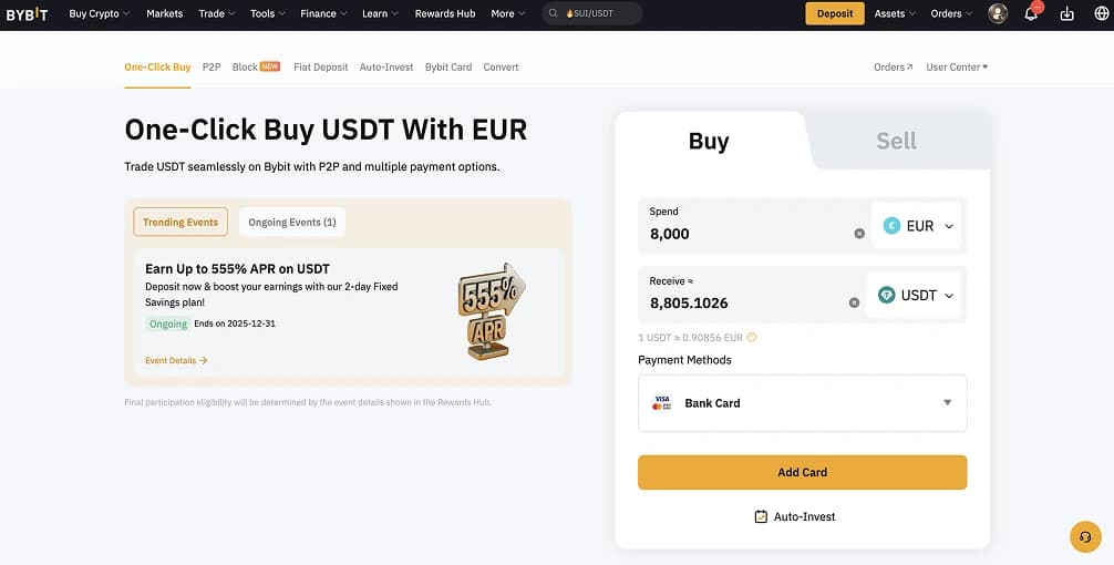 Buy Tether (USDT) with a Credit Card