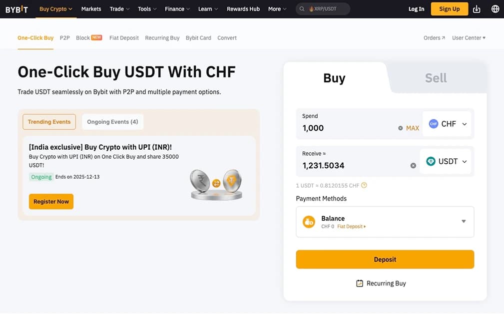 Buy USDT in Switzerland.