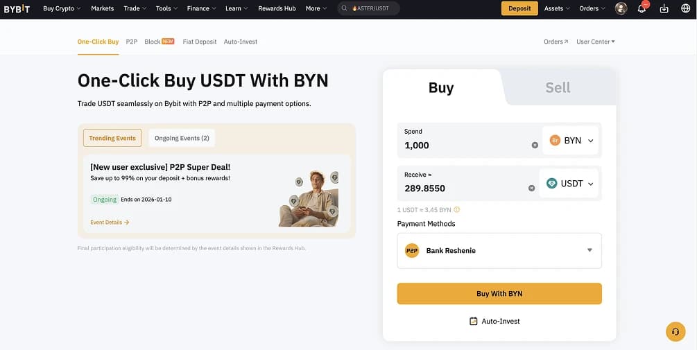 Acheter USDT Biélorussie