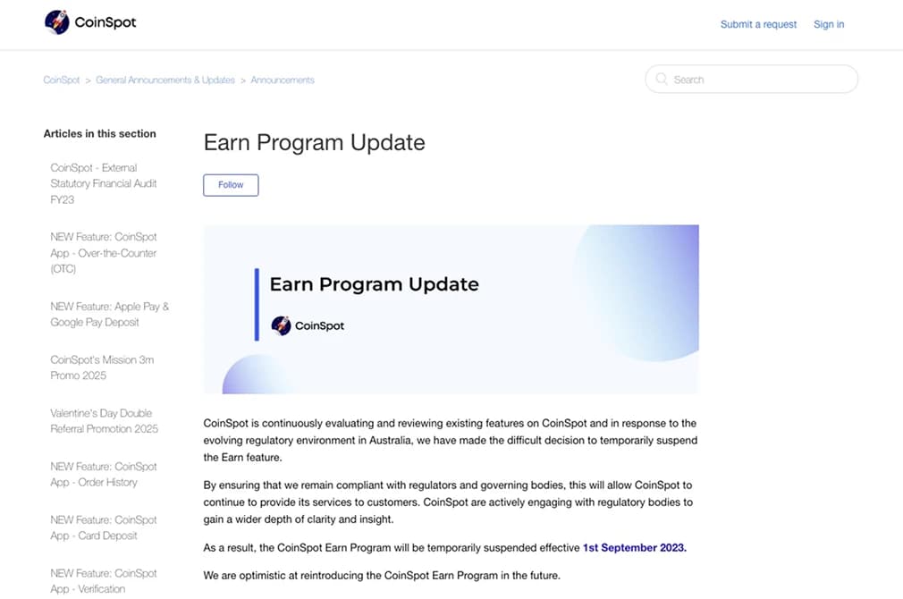 Staking sur CoinSpot .