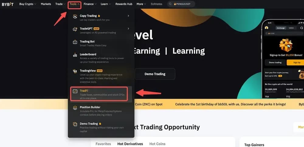 Activate your TradFi account