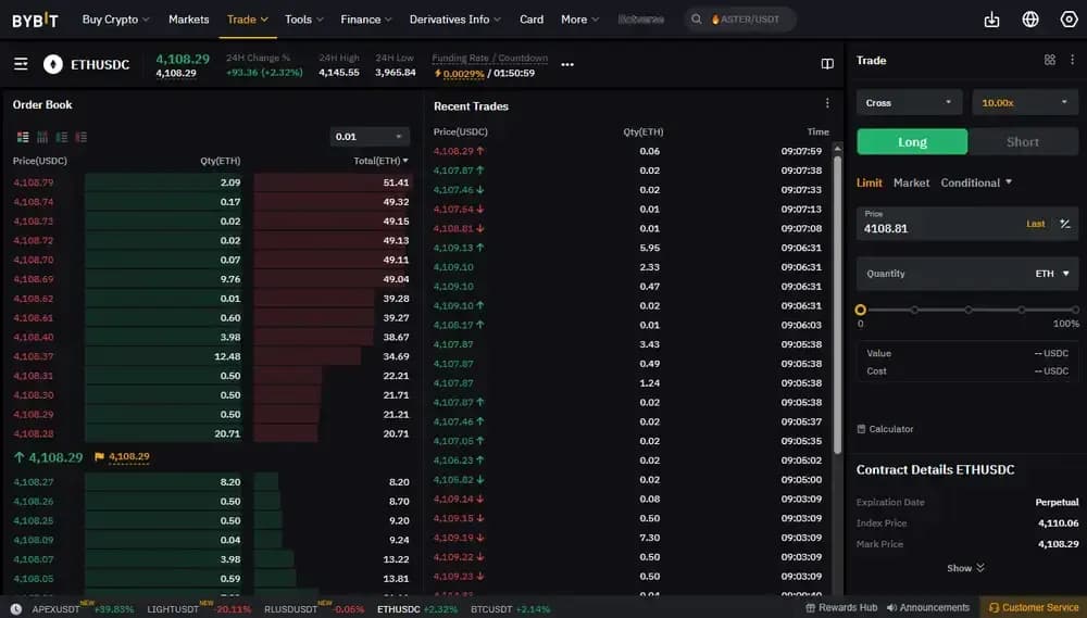Perpetual à termePerpetual USDC Bybit