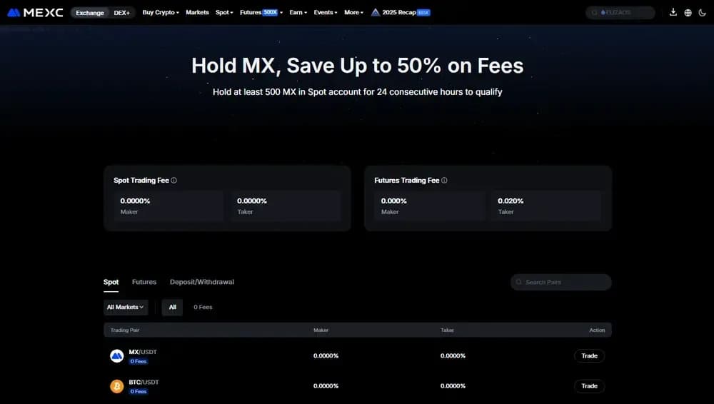 MEXC Fees