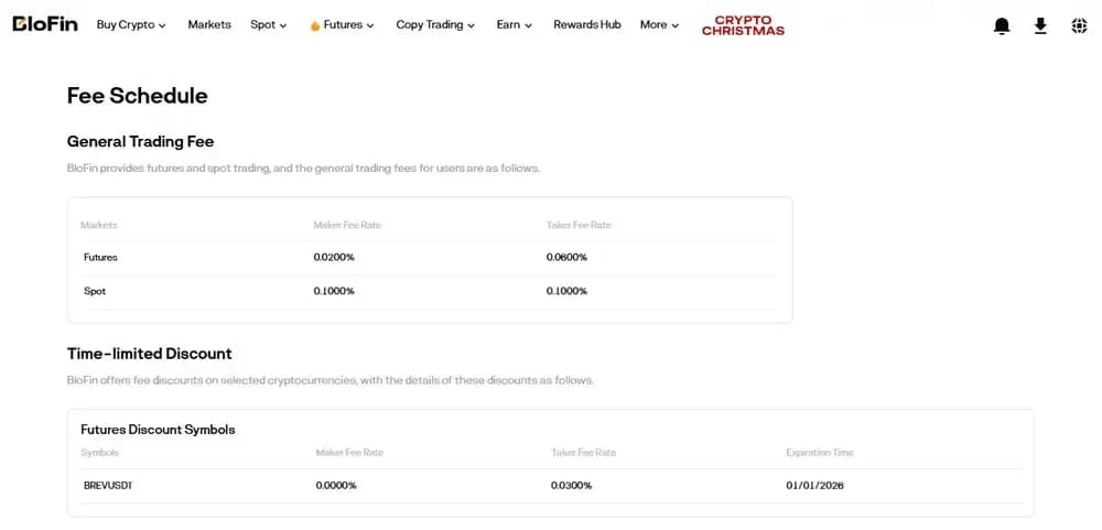 BloFin Fees