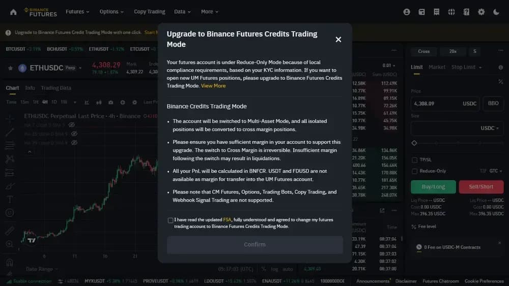 Modalità di tradingFutures Binance Futures