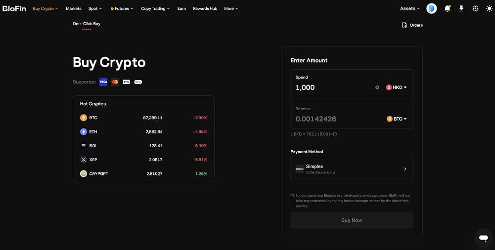 2. BloFin  La meilleure plateforme d'échange sans vérification d'identité (KYC) proposant Copy Trading les utilisateurs chinois