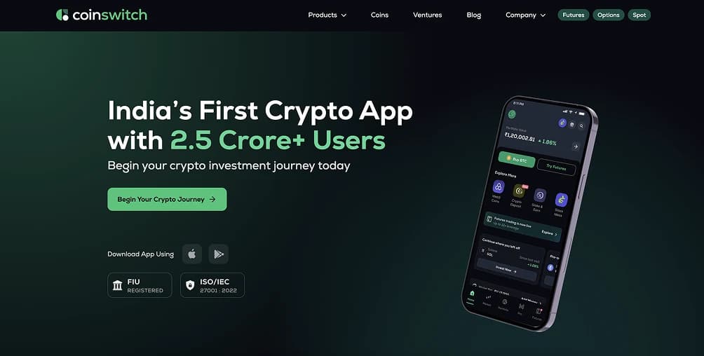 6. CoinSwitch - Best Indian Alternative to CoinDCX