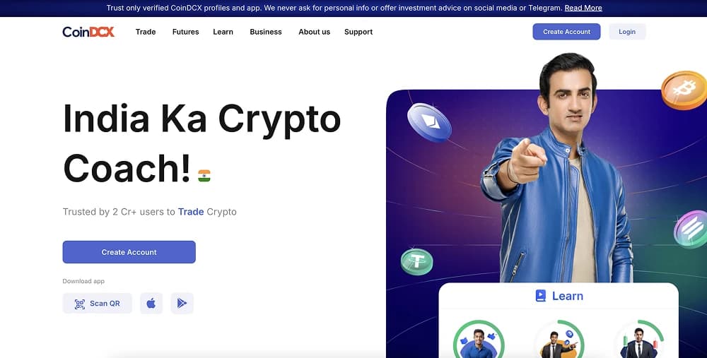 4. CoinDCX - Best Local Exchange in India