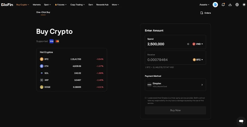 3. BloFin  La meilleure plateforme d'échange sans vérification d'identité au Vietnam