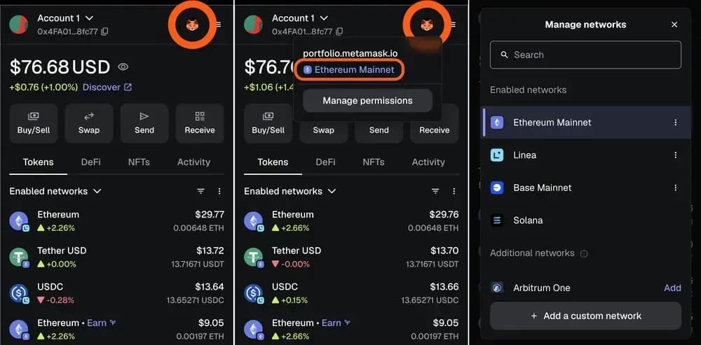 Cómo cambiar de red en MetaMask