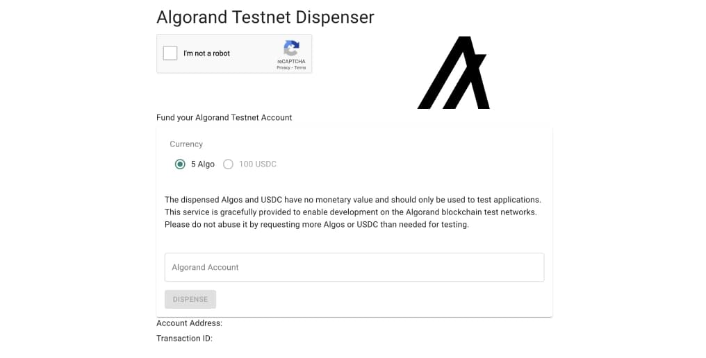 Algorand Testnet erhalten