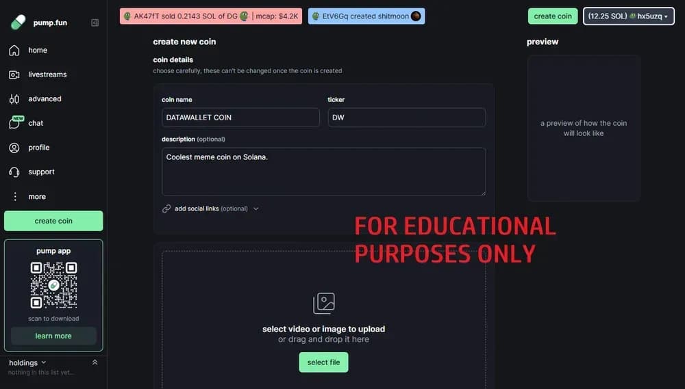Comment créer une Coin  Pump.fun