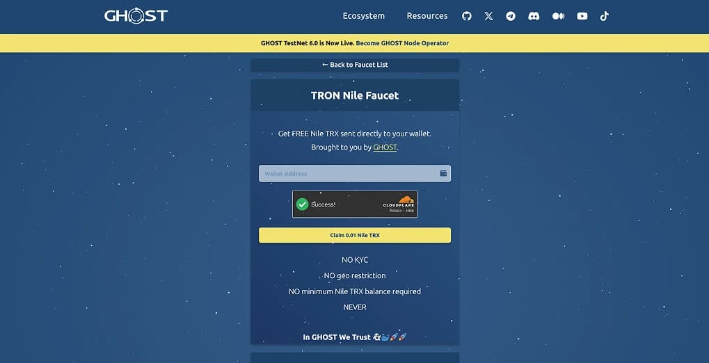 Other Tron Testnet Faucets