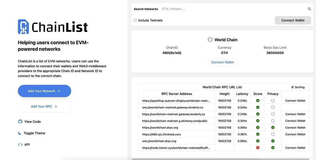 Connect World Chain to MetaMask