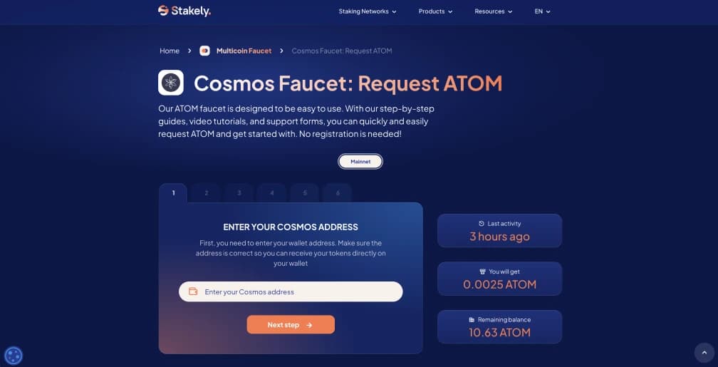ObtenirATOMTestnet  Cosmos