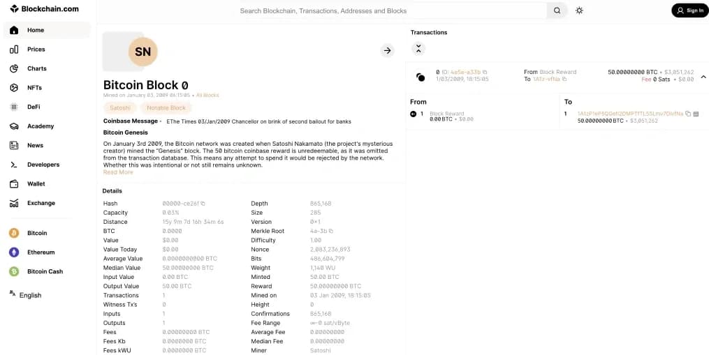 Block de Satoshi Nakamoto sobre Block Nakamoto
