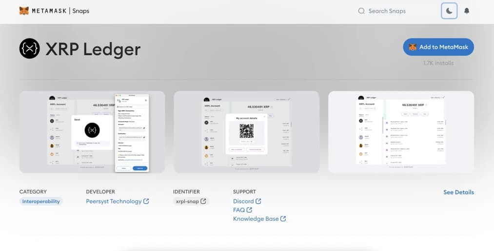 أضف XRP Ledger  MetaMask