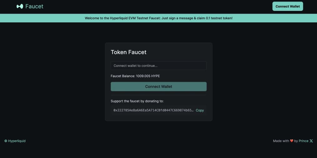 Get Hyperliquid Testnet Tokens from Faucet