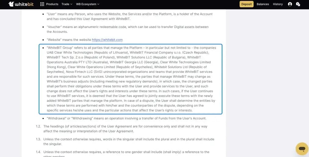 WhiteBit et réglementation WhiteBit