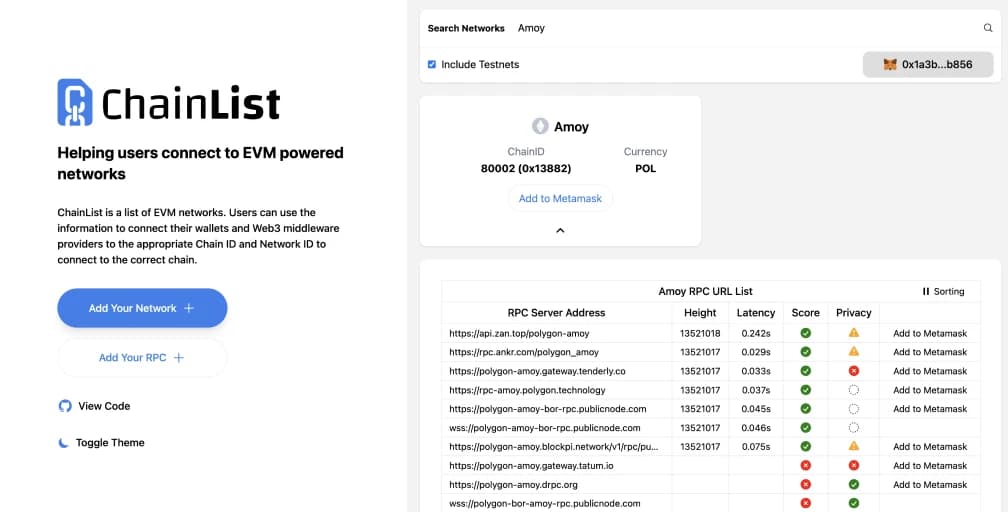 Añadir Polygon Amoy  MetaMask