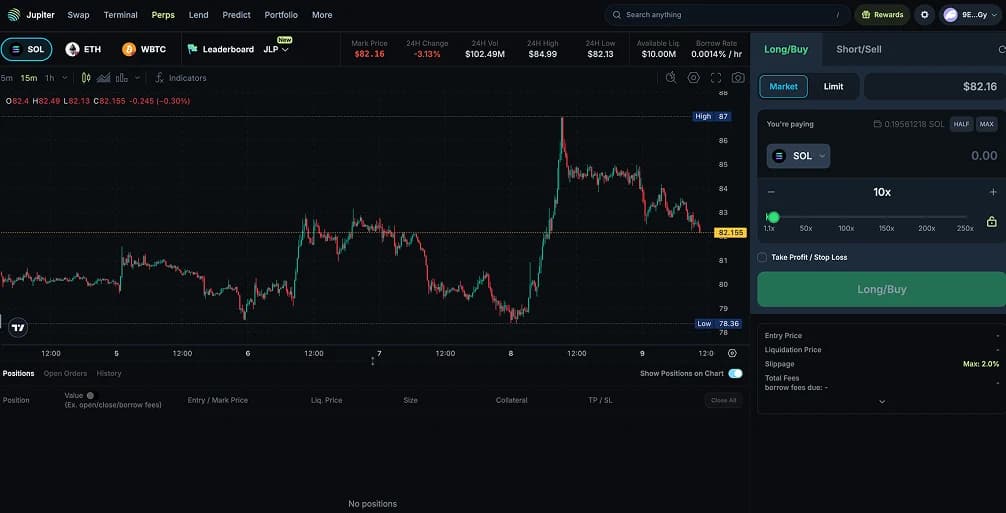 5. Jupiter Perps : El líder Solana -Nativo Perp Intercambio