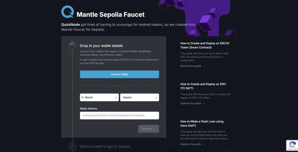 ObtenerTestnet deTestnet Mantle  desde Faucet