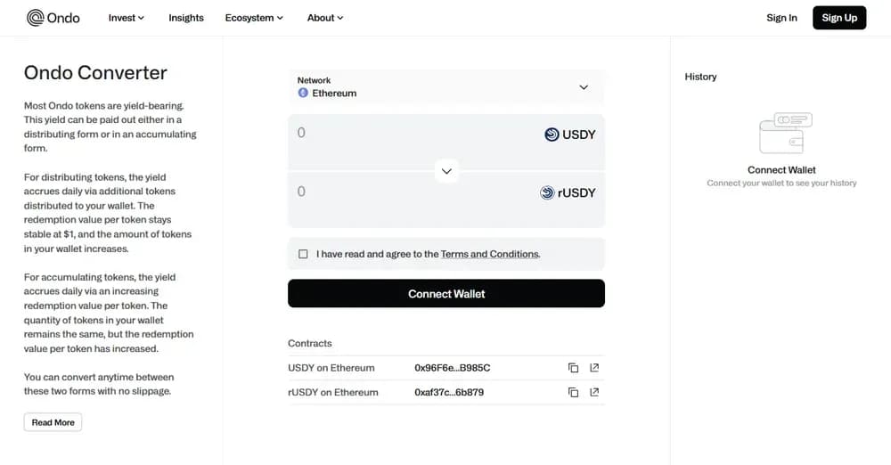 convertisseur de jetons ondo