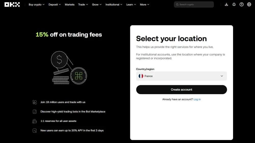 Utilisation du code OKX