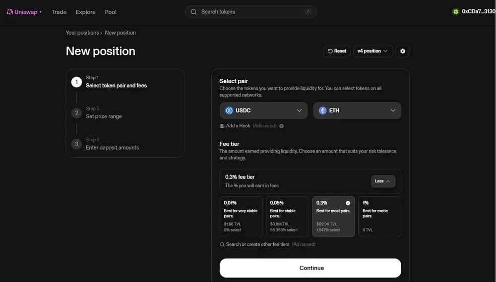 proporcionar liquidez en uniswap