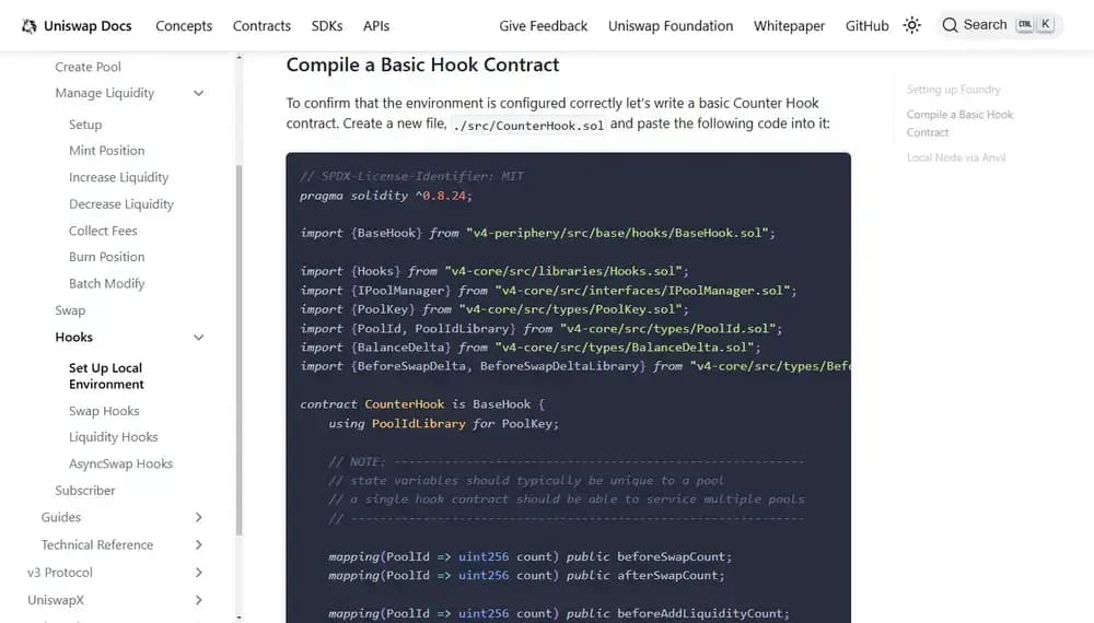 Desarrollo de hooks para uniswap