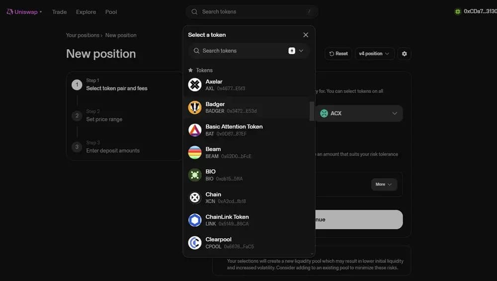 crear liquidity pool  uniswap