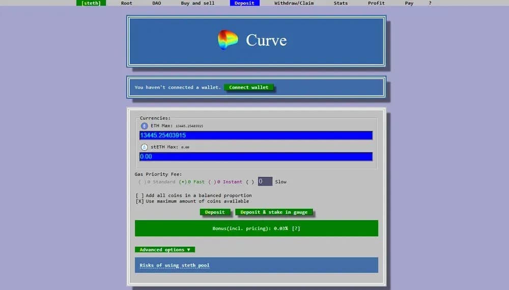 steth eth pool on curve