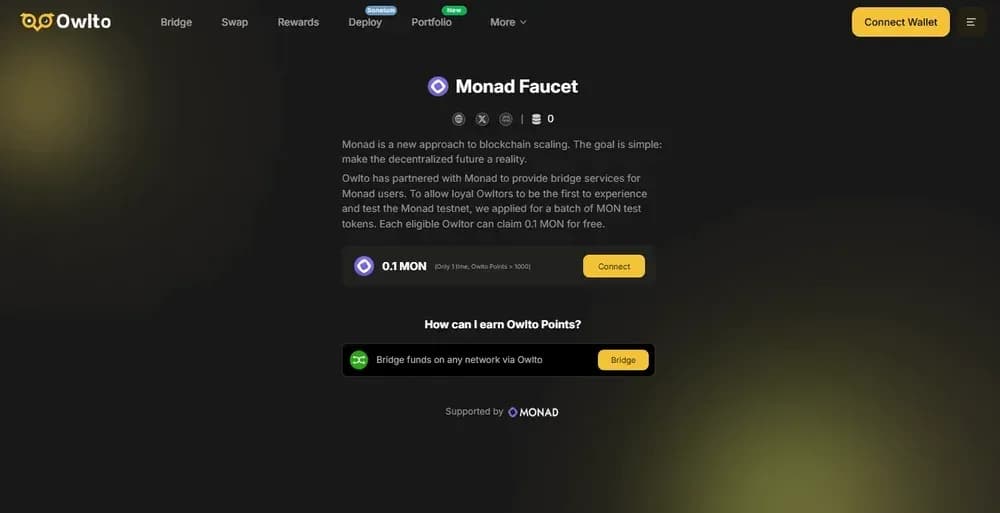 Owlto Monad Testnet Faucet