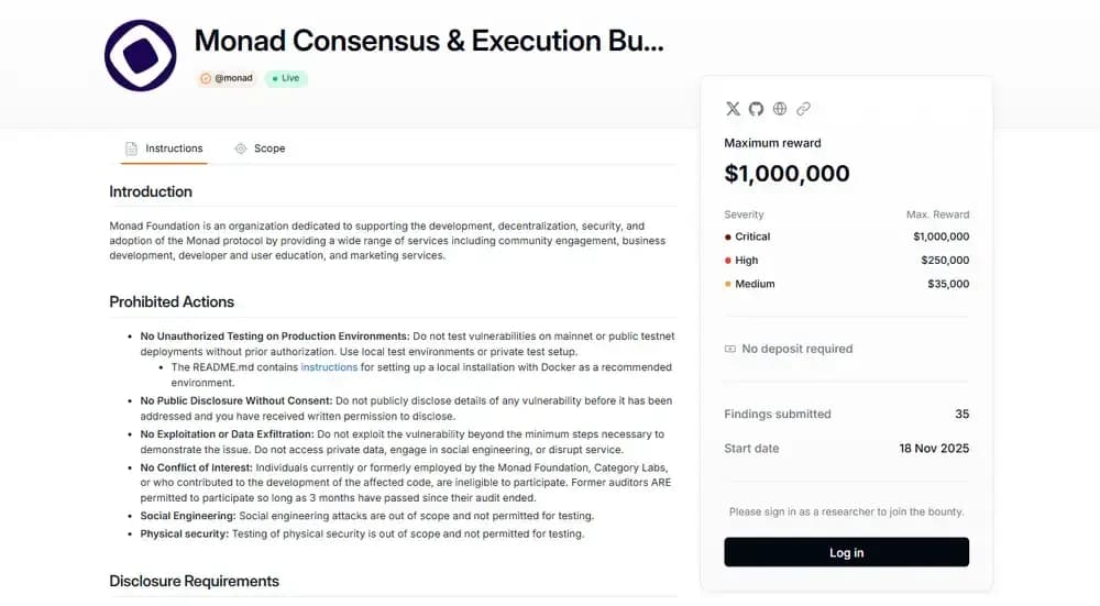 Programa de recompensas por Monad