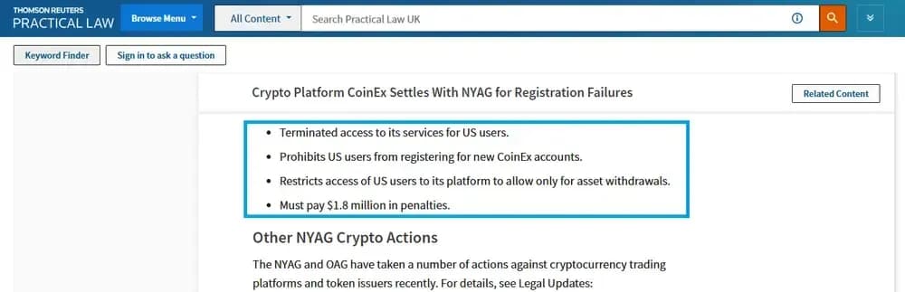 Ist coinex in den usa coinex ?